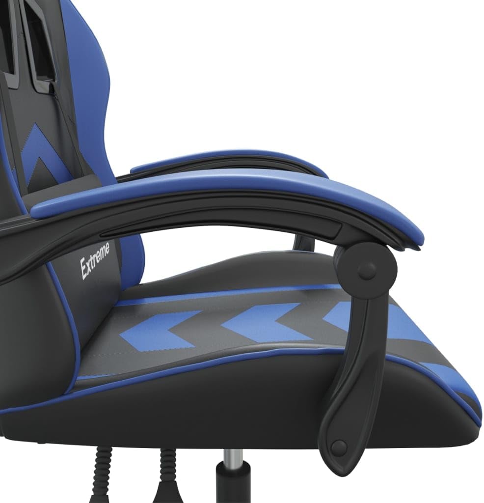 Gamingstoel – Bureaustoel – Game Chair – Gamerstoel – Zwart-Blauw – Verstelbare Rugleuning – Kunstleer Met Schuimvulling