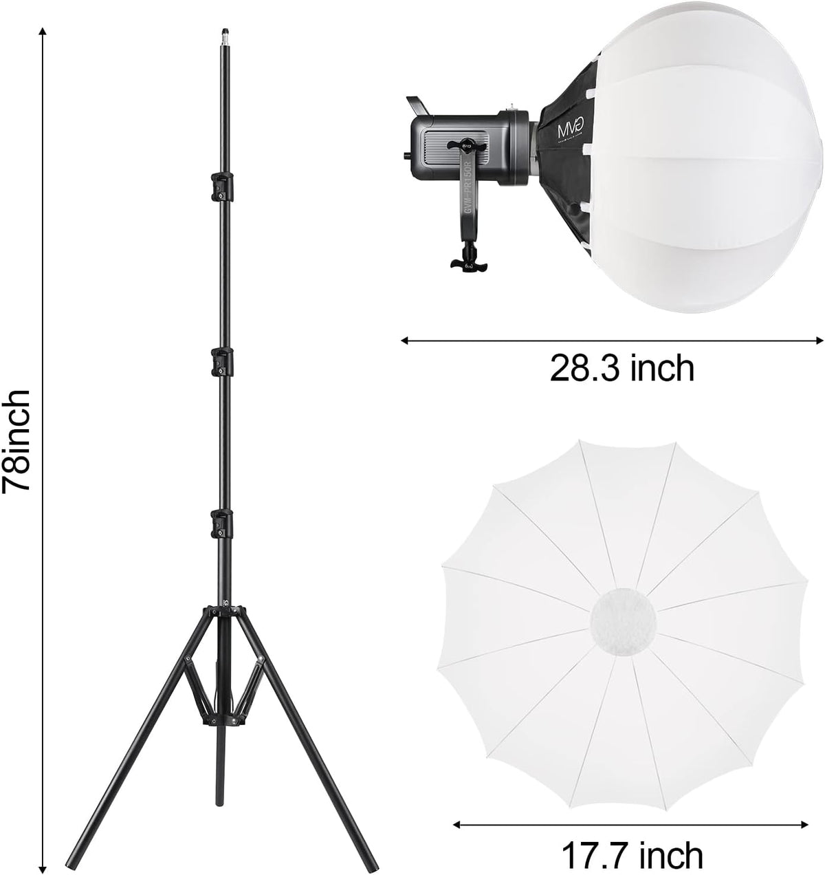 GVM 150W RGB videolamp met softbox, 2700K~7500K fotografie continu licht, LED videoverlichting met 8 lichtscènes, Bowens LED studiolamp voor YouTube streaming, studiofotografieverlichting