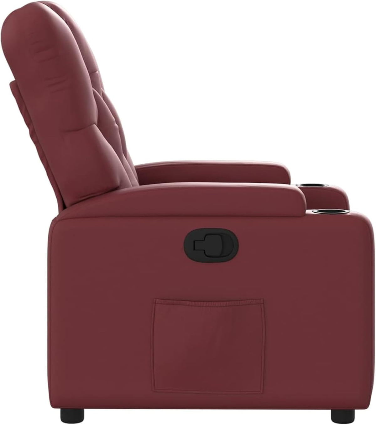 Relaxstoel – Fauteuil – Loungestoel – Recliner – Relaxfauteuil – Handmatige Ligfunctie – Kunstleer Wijnrood – Maximaal 110 kg – Brede Armleuningen – Bekerhouders