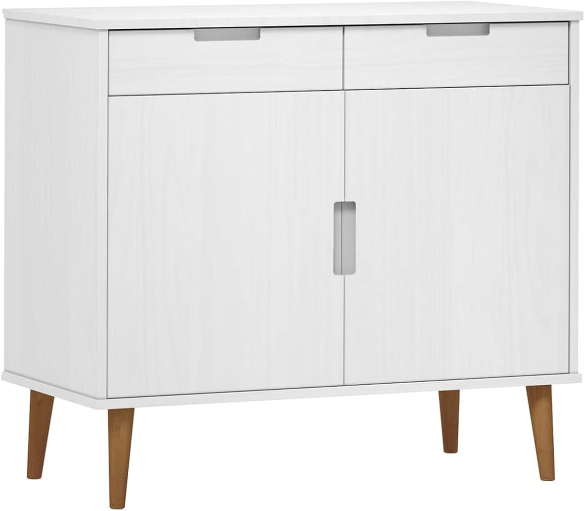 Sideboard Living Room Cabinets Living Room Angled Storage Cabinet Sideboard MOLDE White 90x40x80cm Solid Wood Pine - QUORE