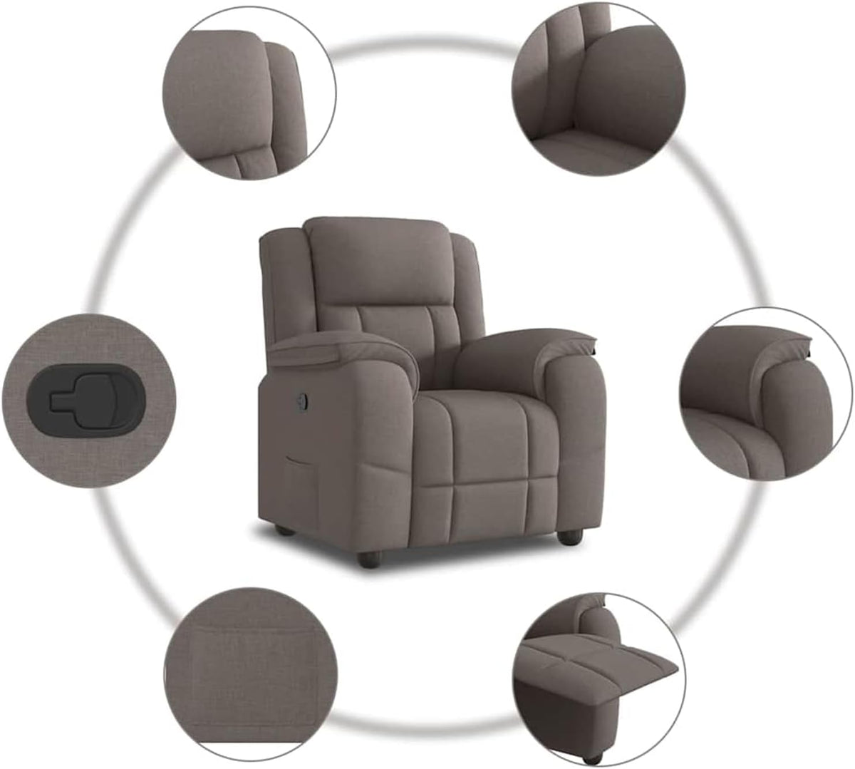 Gecheer Relax Chair Taupe Fabric, Recliner TV Chair Sleeping Chair for Living Room Cinema Night Seniors 4015707 - QUORE