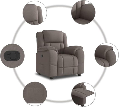Gecheer Relax Chair Taupe Fabric, Recliner TV Chair Sleeping Chair for Living Room Cinema Night Seniors 4015707 - QUORE