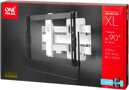 One for All For All XL TV-muurbeugel - schermgrootte 32 tot 90 inch - unieke bediening - 120 ° draaien en 15 ° kantelen - high-end muurbeugel - VESA 200 x 100 tot 600 x 400 - Max 70 kg - WM661