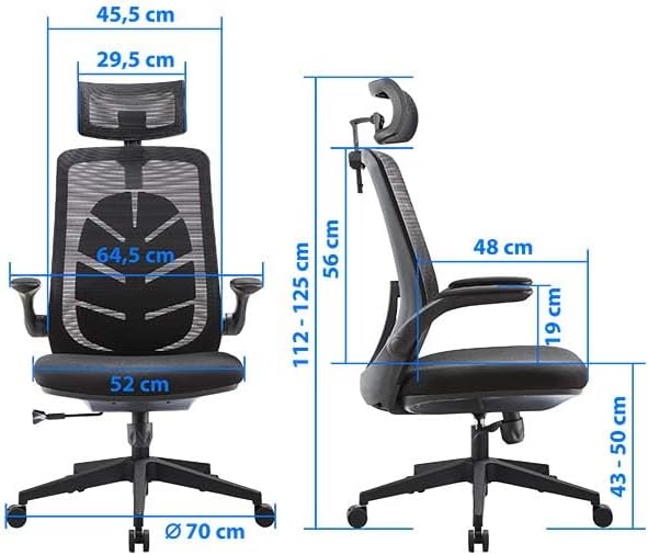 Subsonic - Ergonomische kantoorstoel I-Care Leaf : Gaming kantoorstoel met ademende vezels, lendensteun, verstelbare hoogte, rugleuning en hoofdsteun, neerklapbare armleuningen, schommelend - Zwart