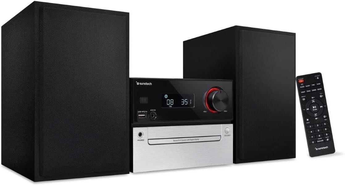 MICROKETTE SUNSTECH, HiFi-systeem met Bluetooth, LCD-display met intensiteitsregeling, uitgangsvermogen: 30 W