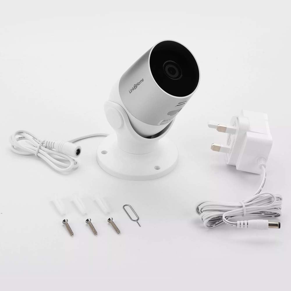 Link2Home Weerbestendige WiFi-camera voor buiten, voor thuisbeveiliging, bewaking, cameratoezicht, geen hub nodig (zilver)