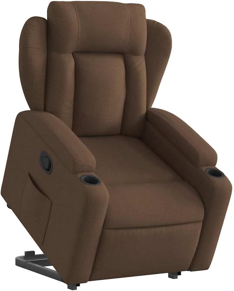 Relaxstoel Met Opstahulp – Elektrische Sta Op Stoel – Ligstoel Met Handmatige Kantelfunctie – Tv-Stoel Voor Woonkamer – Relaxstoel Voor Slaapkamer – Bruine Stof Bekleding – Maximaal Comfort Met Flexibele Ligpositie