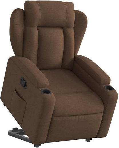 Relaxstoel Met Opstahulp – Elektrische Sta Op Stoel – Ligstoel Met Handmatige Kantelfunctie – Tv-Stoel Voor Woonkamer – Relaxstoel Voor Slaapkamer – Bruine Stof Bekleding – Maximaal Comfort Met Flexibele Ligpositie