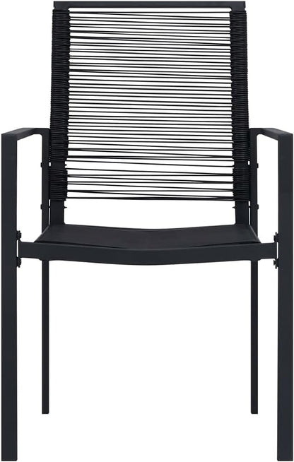 Garden Chairs Set of 4 PVC Rattan Black Balcony Chair Patio Chair Dining Chairs for Patio, Garden and Balcony - QUORE