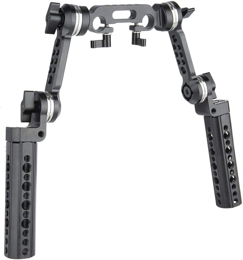 Rozet handgreep kit – Camera handgreep – Camera rig handvat – Schouderrig handvat – Grip voor videorig – Met verlengarm en 15 mm staafklem – 145 mm handgreep van aluminiumlegering