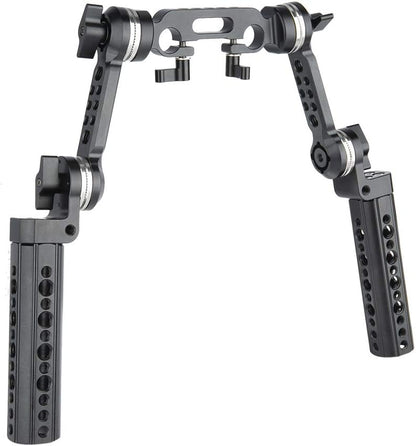 Rozet handgreep kit – Camera handgreep – Camera rig handvat – Schouderrig handvat – Grip voor videorig – Met verlengarm en 15 mm staafklem – 145 mm handgreep van aluminiumlegering