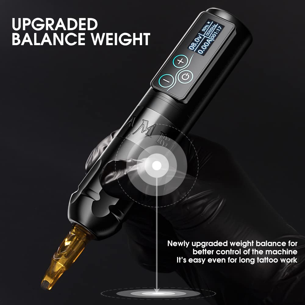 Vibe - Tattoo Machine - Tattoo pen - Tattoo Set - Complete set voor beginners & gevorderden - Tattoo Machine Pen - 10000RPM - 12V - 2400mAh - Zilver - QUORE