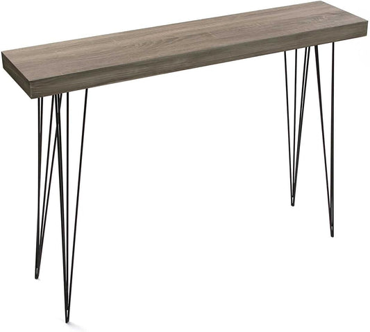 Versa Dallas Smalle hal of vestibule Entree hal meubilair, Console Tafel, Afmetingen (H x B x H) 80 x 25 x 110 cm, Hout en Metaal, Kleur Bruin