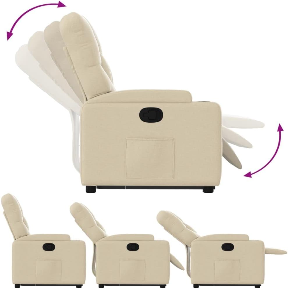 Model 3204719 Fauteuil met rugleuning, kantelbaar, crèmekleurig, van stof, meubelstuk voor woonkamer, fauteuil, relaxstoel, slaapkamerstoel, model 3204719 - QUORE