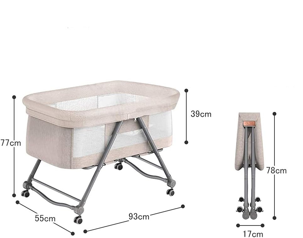 Baby Bed - Co Sleeper - Opvouwbaar - Grab-And-Go Reiswieg - Schommelfunctie - Op Wielen - Incl. Matras - Khaki Bravo Basic