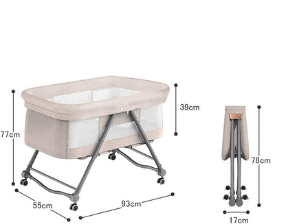 Baby Bed - Co Sleeper - Opvouwbaar - Grab-And-Go Reiswieg - Schommelfunctie - Op Wielen - Incl. Matras - Khaki Bravo Basic