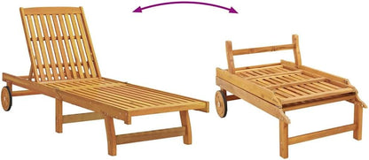 vidaXL Sun lounger with table solid acacia wood, outdoor bed, sun bed, garden lounger, sun lounger, outdoor lounger, sun lounger, wooden lounger - QUORE