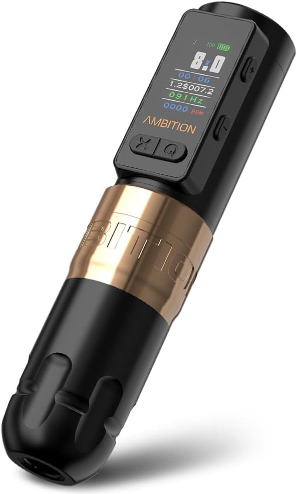 Ambition Soldier Max Tattoo Machine Rotary Cartridge Pen Gun met 2400mAh batterij Factureringsfunctie Frequentiemodus Stabiliserende systeemvoorziening voor professionele tattoo-artiesten