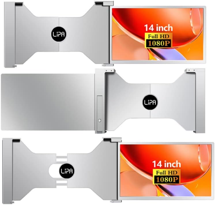 Lipa S14 14 inch portable monitor - Extra display laptop - Portable screen - HDR - Full HD with 60 Hz - USB c and HDMI - For laptops between 14 and 17 inch - Speakers - Can also be used separately - QUORE