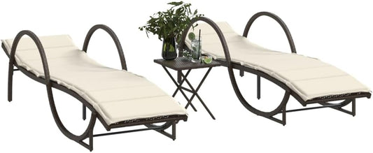Ligbedden – Tuinstoelen – Loungestoelen – Zonnebedden – Buitenligbedden – Set Van 2 – Bruin Poly Rattan – Verstelbare Rugleuning