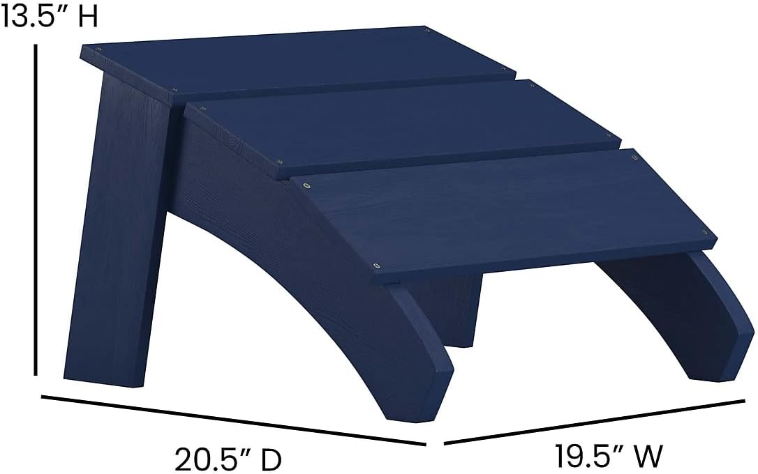 Flash Furniture Sawyer Binnen/Buiten Commerciële Grade Adirondack Ottomaanse - Navy All-Weather Adirondack-stijl voetsteun