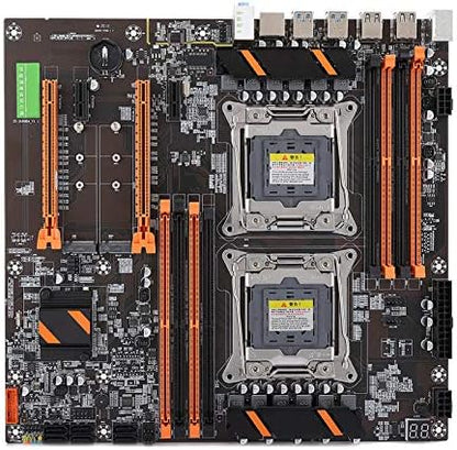 X99 Dual Socket Desktop Moederbord, DDR4 PCI-E SATA3.0 RJ45 NVME M.2 I/O PS/2 E5CPU ATX Gaming Moederbord met Ijzeren Plaat en PIN Kabel