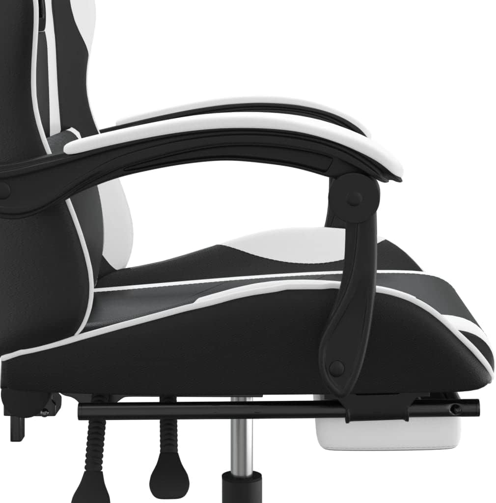vidaXL Gaming chair with footrest faux leather black and white
