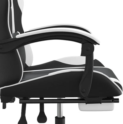 vidaXL Gaming chair with footrest faux leather black and white