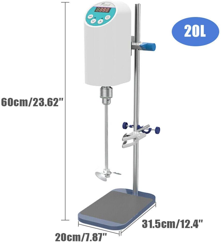 Digitale Overheadroerder 20L – Laboratoriumroerder – Overhead Roerder – Elektrische Mixer – Laboratoriummixer – 200-2000 RPM – Tot 80.000 mPa·s