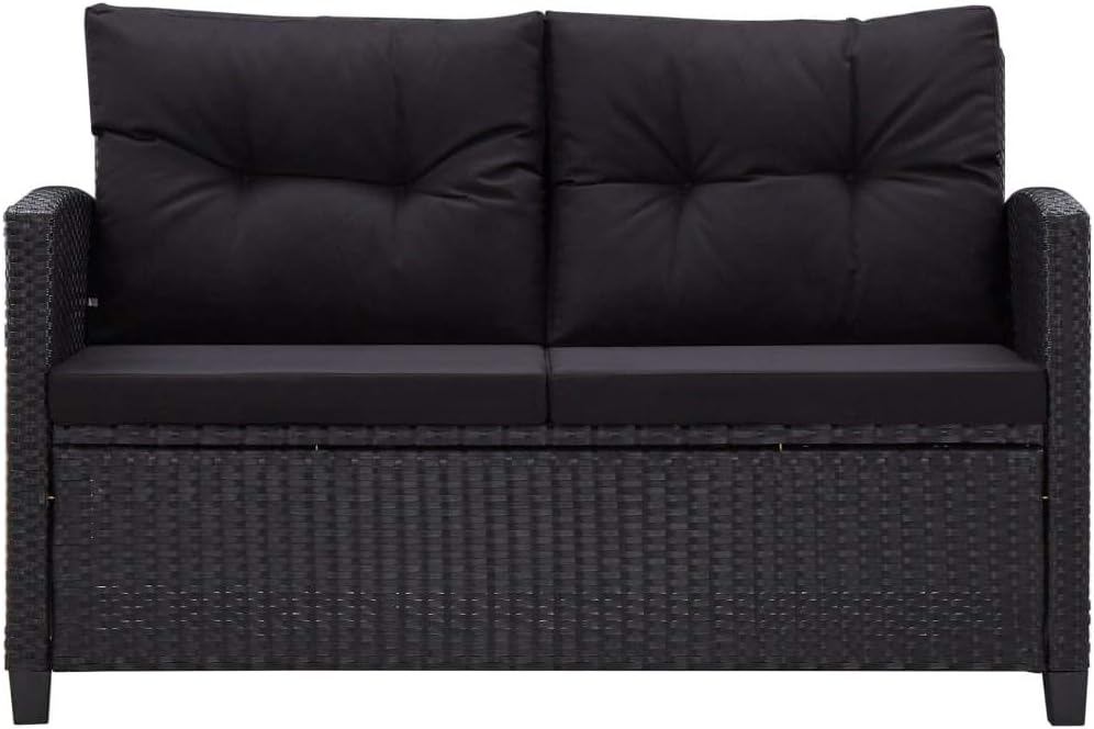 vidaXL Lounge Set with Cushions 6-Piece Garden Set Furniture Set Garden Garden Furniture Set Lounge Furniture Set Lounge Furniture Lounger Furniture Poly Rattan Black - QUORE