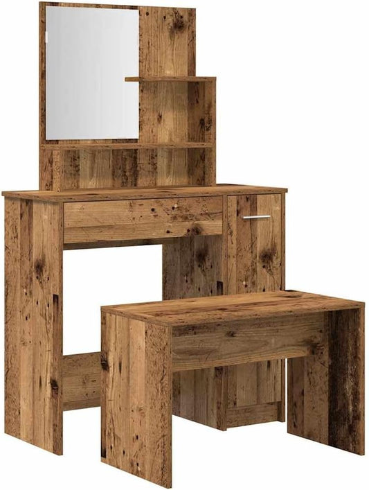 vidaXL Dressing table set 86.5x35x136 cm concrete grey, hood table, bedroom table, table, makeup table, makeup table, makeup table