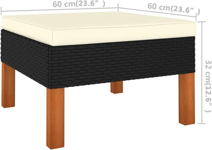 vidaXL 3-piece Lounge set poly rattan and solid eucalyptus wood - QUORE
