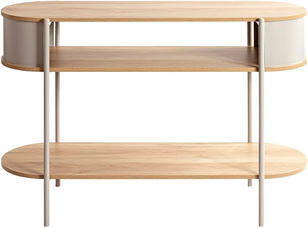 HAKU Consoletafel, eiken, grijs, metaal, spaanplaat, afmetingen: B 110 x H 76 x D 39 cm, stijl: modern