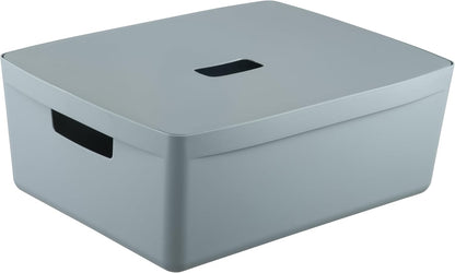 IDEA HOME 8 stuks opbergdozen, kunststof organizer, box, manden, opbergbox voor badkamer, rek met deksel, 19 l, blauw