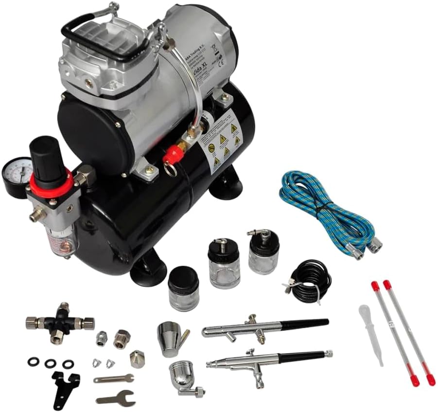 Airbrush Set – Airbrush Pistool – Compressor Set – Spuitpistool – Spray Gun – Compacte Mini Piston Compressor – Stil Geluidniveau 47 dB