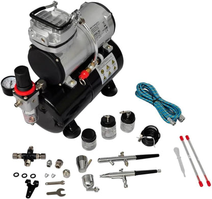Airbrush Set – Airbrush Pistool – Compressor Set – Spuitpistool – Spray Gun – Compacte Mini Piston Compressor – Stil Geluidniveau 47 dB