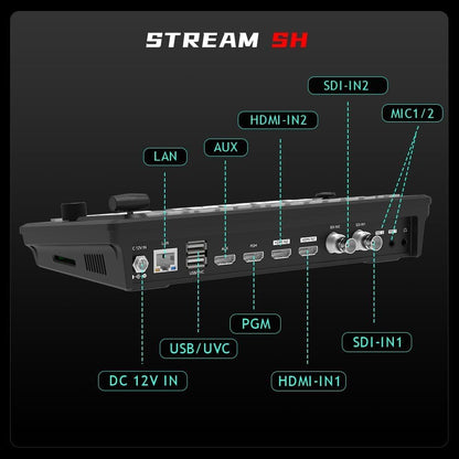 Stream SH Video Switcher Mixer 2HDMI & 2SDI met PTZ Besturing en Down&UP Stream Functie, NDI Updatebaar