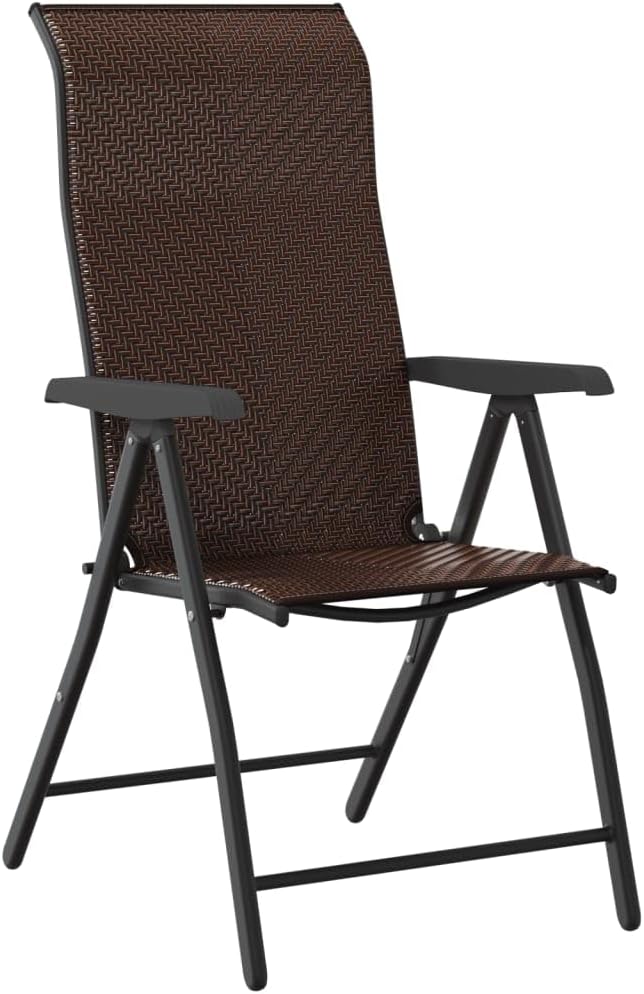 Folding Garden Chairs Set of 8 Brown Synthetic Rattan, Garden Chair, Outdoor Patio Chairs, Patio Chairs - 3270611 - QUORE
