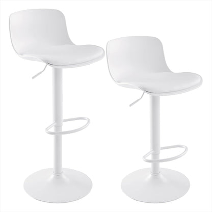 YOUNIKE Barkruk set van 2 wit, in hoogte verstelbare draaibare barstoel met rugleuning, hoge barstoelen als keukenstoel, toonstoel, praktische barkruk voor toonbank, keuken eetkamer