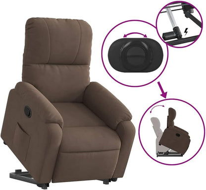 Relaxstoel Met Opstahulp – TV-Stoel – Ligstoel – Enkele Stoel – Relaxfauteuil – Elektrische Opstahulp – Microvezelweefsel – Verstelbare Rugleuning Tot 135°