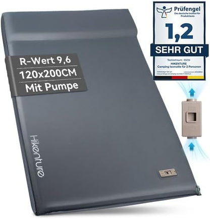 HIKENTURE Dubbele slaapmat, zelfopblazend met ingebouwde elektrische pomp, 8 cm dik campingmatras van schuim, zelfopblaasbare luchtmatras met kussen, slaapmat voor outdoor, tent, auto - B1