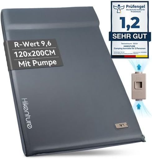 HIKENTURE Dubbele slaapmat, zelfopblazend met ingebouwde elektrische pomp, 8 cm dik campingmatras van schuim, zelfopblaasbare luchtmatras met kussen, slaapmat voor outdoor, tent, auto - B1