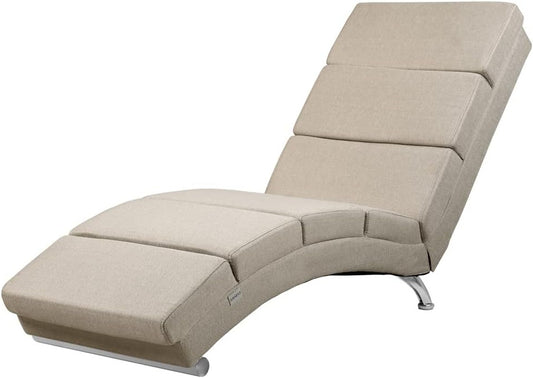 CASARIA London Relaxation Lounger XXL 186x89x55cm | Ergonomic Fabric Padded | 180kg Load Capacity | Living Room Office Furniture Indoor Chaise Longue Chair Seat | Beige Fabric - QUORE