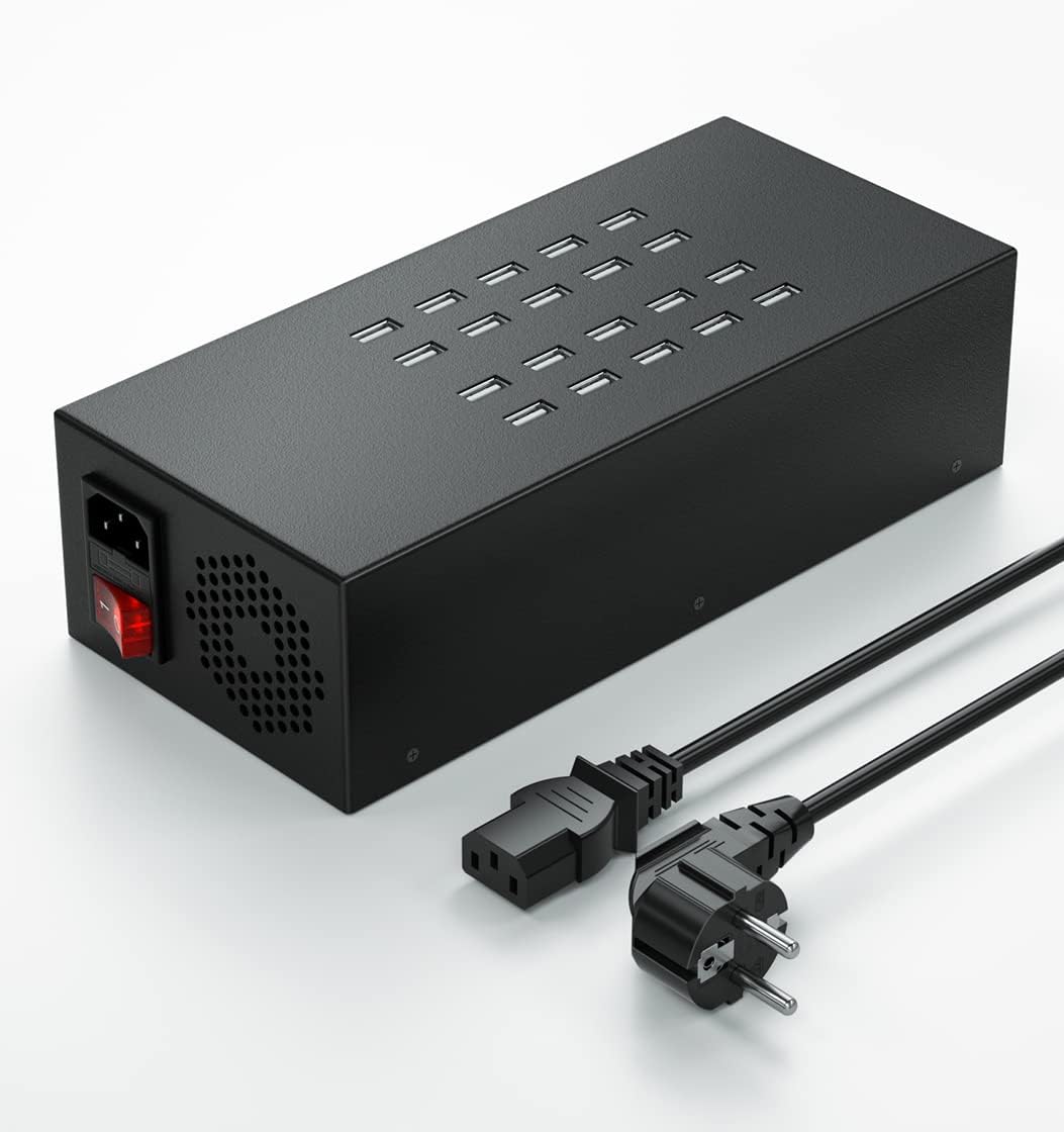 Laadstation voor meerdere apparaten, 20-poorts 200W/40A USB-laadstation, 20-in-1 USB-oplaadhub, meerdere USB-laadstations voor iPhone, iPad, Samsung, tablets en andere elektronica