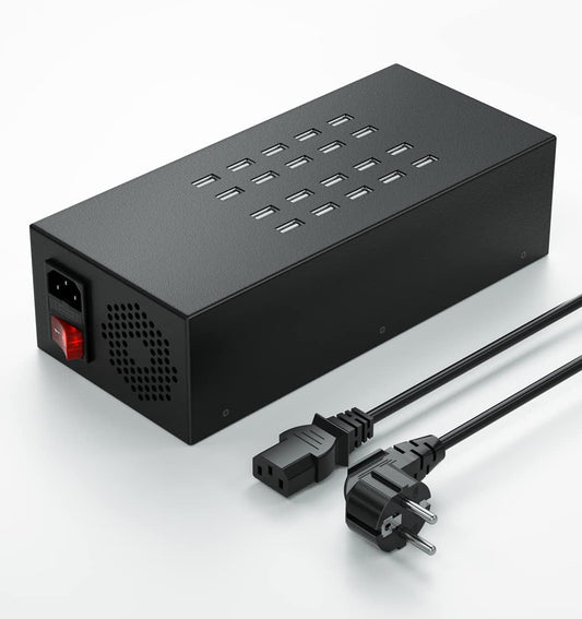 Laadstation voor meerdere apparaten, 20-poorts 200W/40A USB-laadstation, 20-in-1 USB-oplaadhub, meerdere USB-laadstations voor iPhone, iPad, Samsung, tablets en andere elektronica