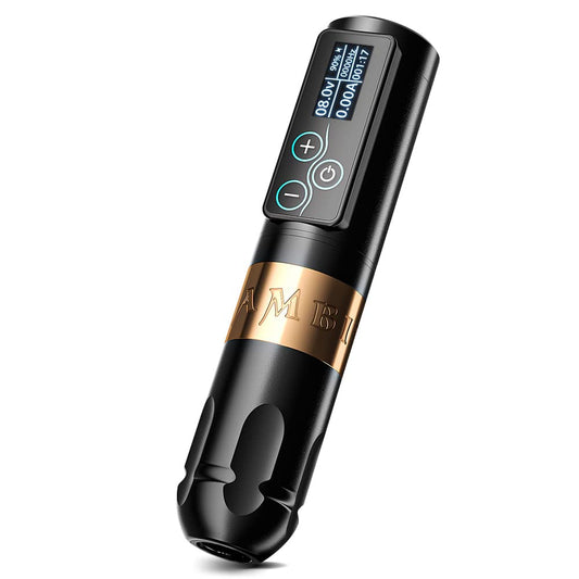 Vibe - Tattoo Machine - Tattoo pen - Tattoo Set - Complete set voor beginners & gevorderden - Tattoo Machine Pen - 10000RPM - 12V - 2400mAh - Gouden - QUORE