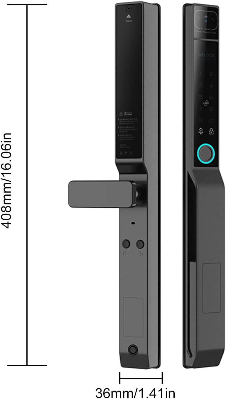 Smart Lock 2,4 GHz WiFi Keyless toegangsdeur slot greep aluminium biometrische deur Ty App voor 40-120 mm dikte kantoor thuis slaapkamerdeur (zwart)