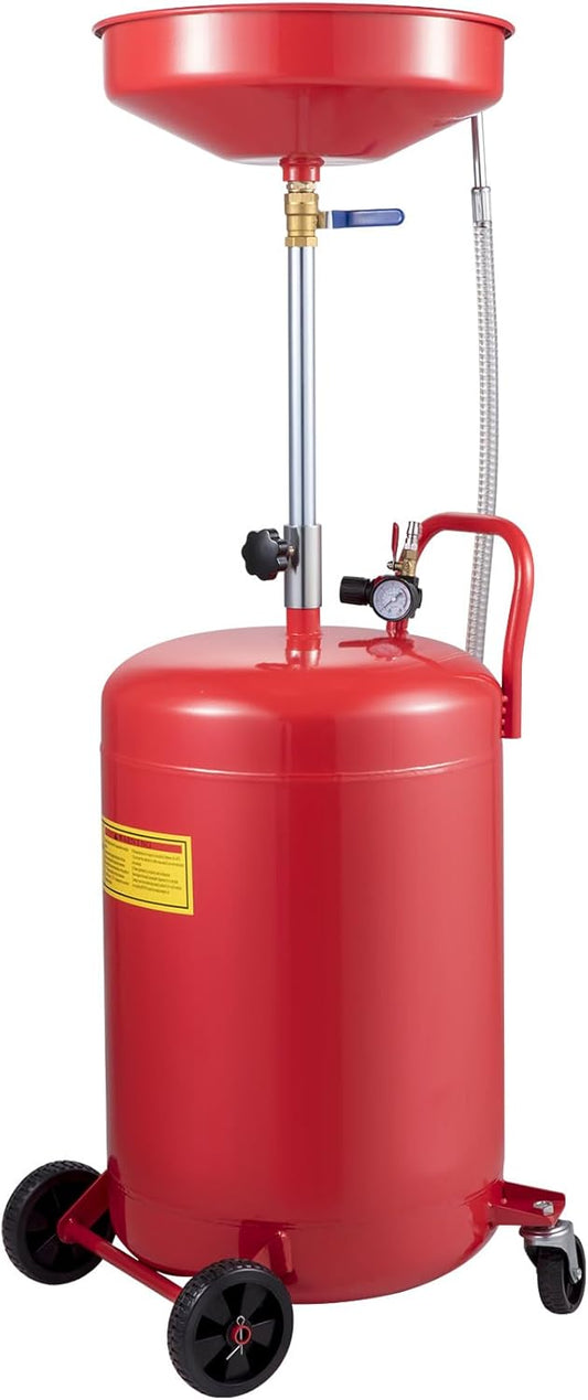 Gebruikte Olie Afvoertank 80 Liter – Olieverversingstank – Olieafvoerbak – Afvalolietank – Olieopvangtank – Verstelbare Trechterhoogte 98 tot 165 Cm – Drukregelventiel Met Manometer