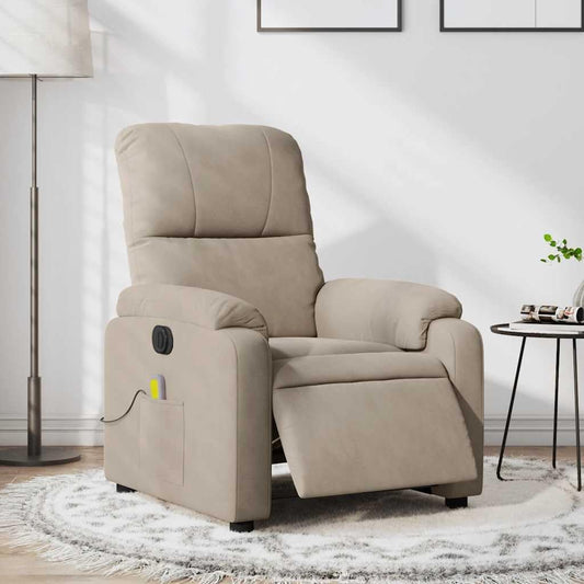 Massagestoel – Elektrische Massagestoel – Relaxstoel – Televisiestoel – Ligstoel – 6-Punts Vibratiemassage – Microvezelweefsel Taupe