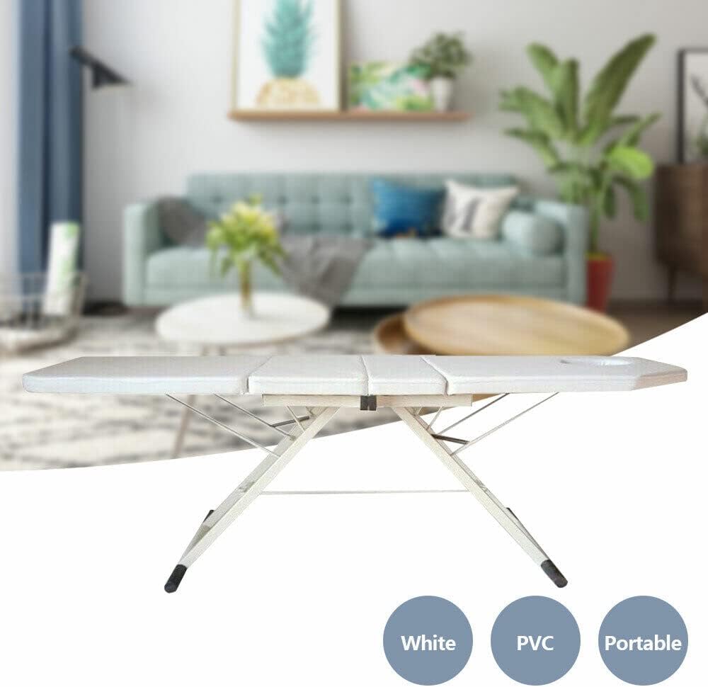 3-Zones Light Folding Chair Beauty Salon Spa Tattoo Bed Fold Zones Mobile Folding Massage Sofa Cosmetic Lounger Beauty Salon PVC Cosmetology Massage Chair Massage Table White - QUORE